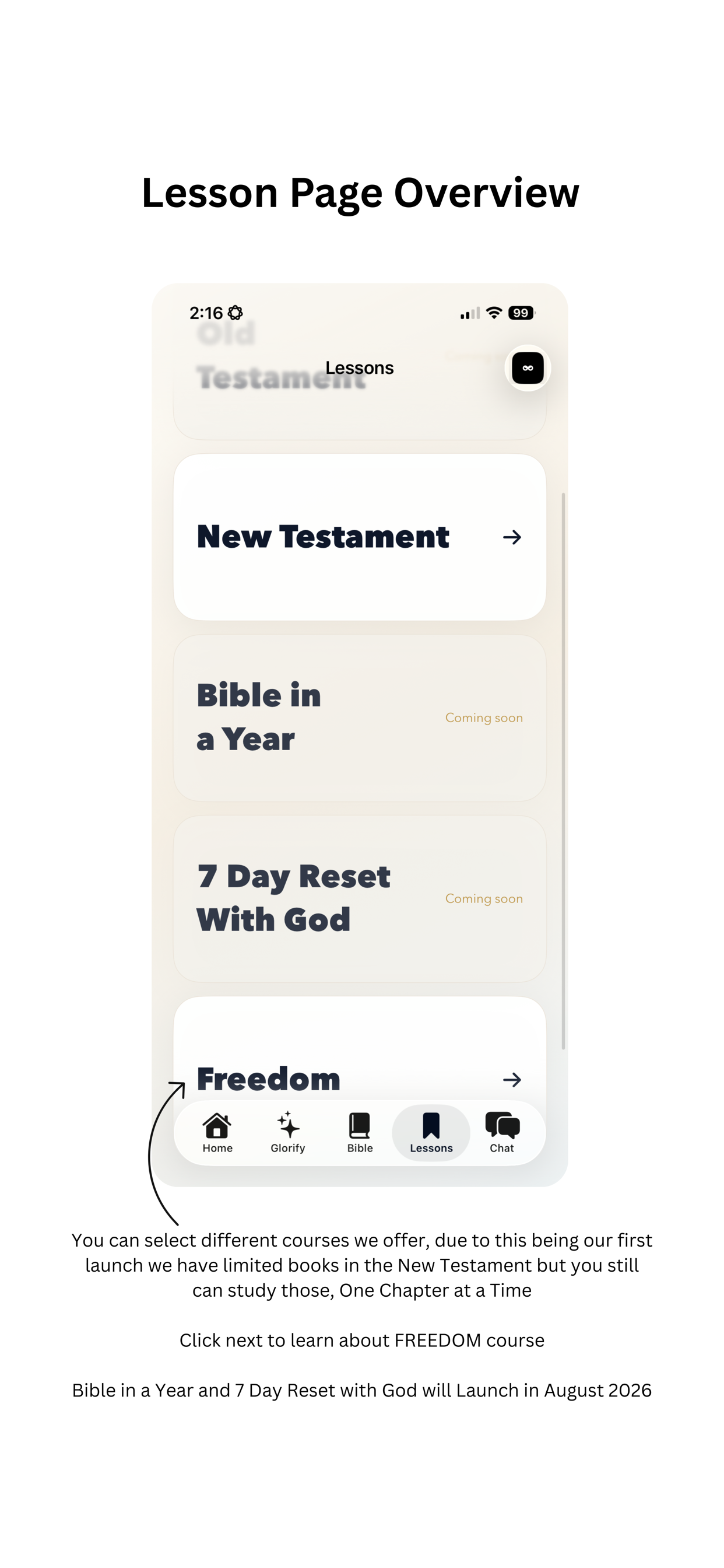 One Visioon Lessons app screen